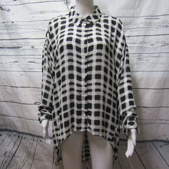 A.N.A. High Low Button Down Shirt - Picture 1 of 12